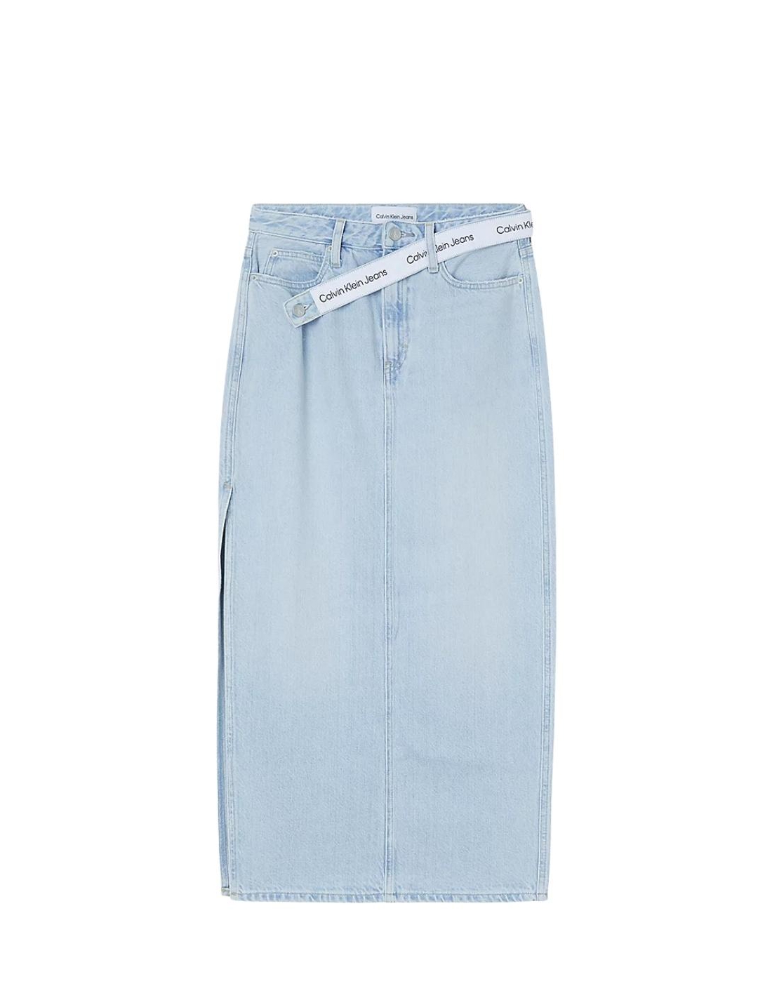 Jupe longue en jean femme Calvin Klein Jeans 1AA Denim - Pallas Cuir