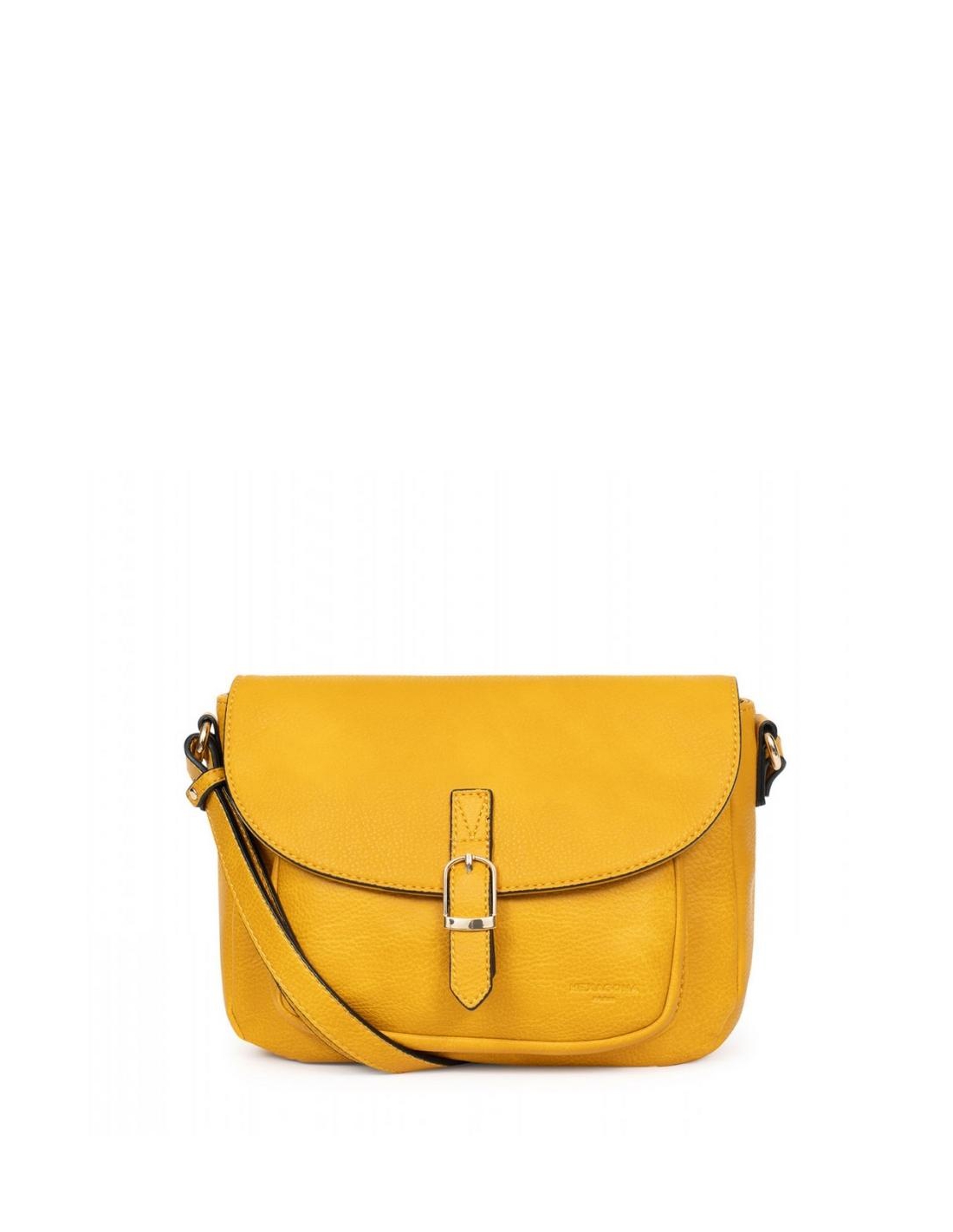 Sac porté travers Toscane Hexagona jaune moutarde - Pallas cuir