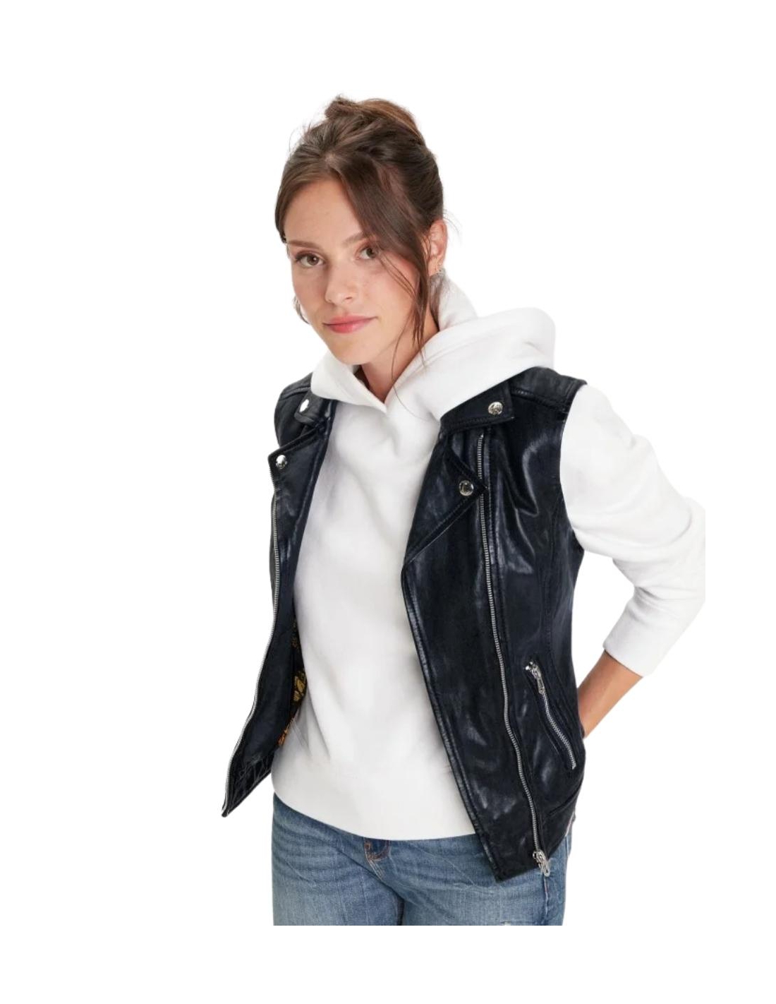 gilet sans manche femme en cuir