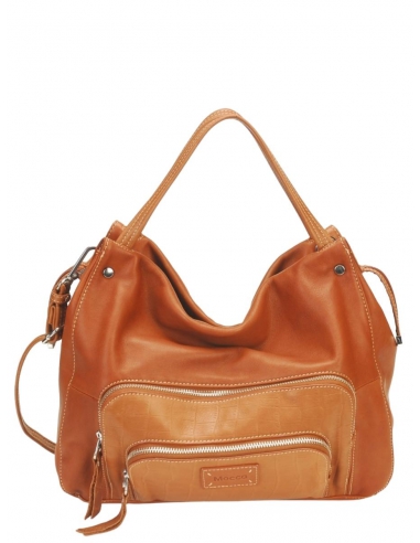 Sac porte epaule Mocca en cuir Ref...