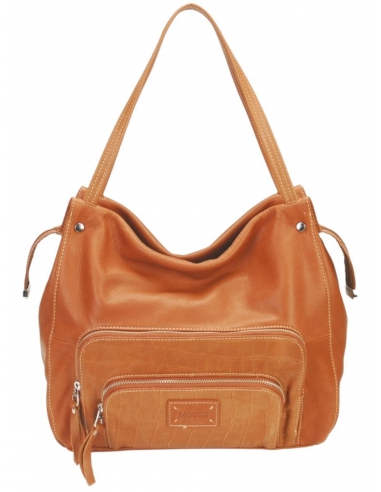 Sac porte epaule Mocca en cuir Ref...