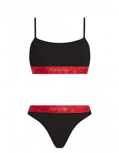 Ensemble brassiere et string Calvin Klein noir / rouge - Pallas cuir