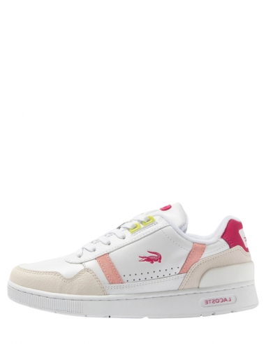 Lacoste - L004 - Baskets à semelle plateforme en toile - Rose/blanc