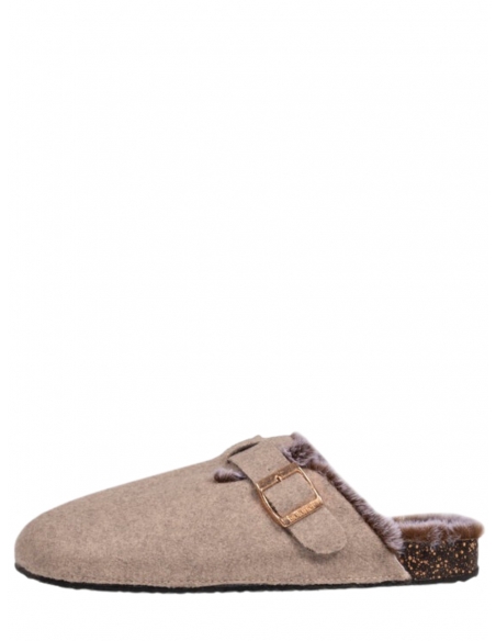 Chaussons en cuir souple taupe