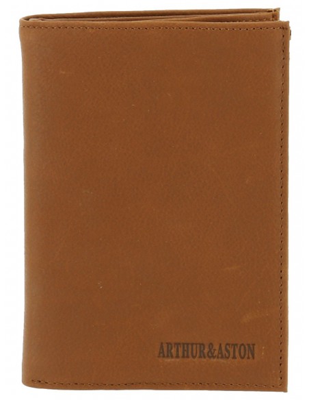Portefeuille Arthur et Aston en cuir ref_48043 B Cognac 10.5*14.5*2