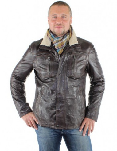 Veste en cuir ref_donders34255-marron