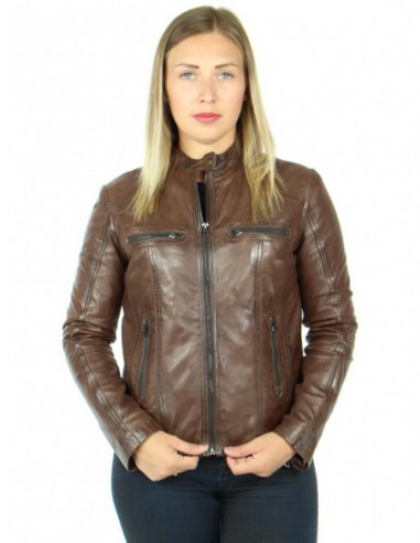 Blouson cuir L'univers du Luxe ref_45400 marron