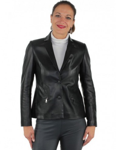 Veste Giorgio en cuir ref_gio37571-noir