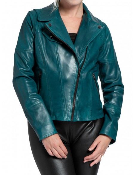 Blouson style perfecto cuir Giorgio ref_40744 Vert