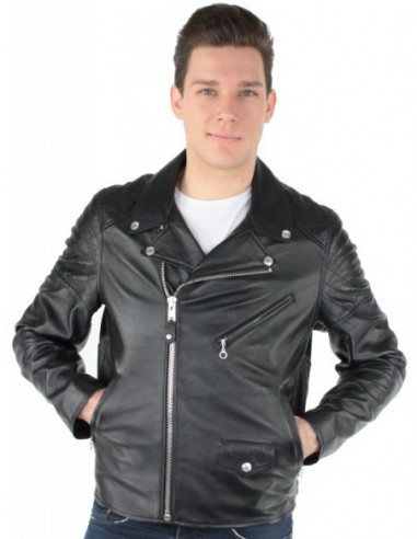 Blouson Perfecto Schott en cuir agneau ref_jaj34657-noir