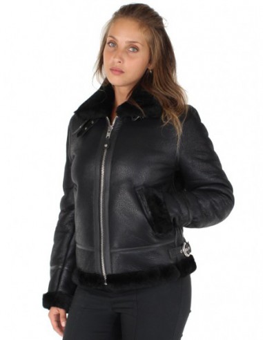 manteau cuir et mouton femme