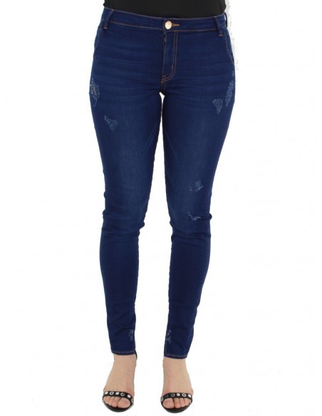 Pantalon en jean ref_sof43070-bleu marine