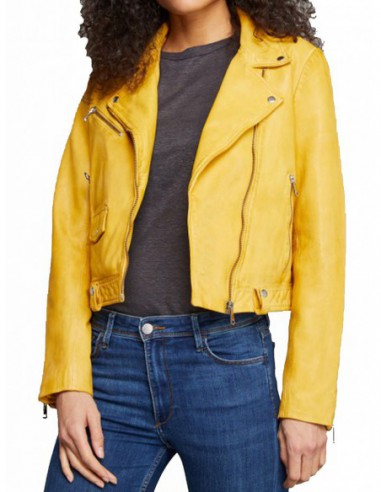 Blouson style perfecto Martin Retro Redskins en cuir ref_48827 Jaune