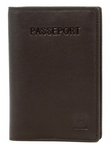 Pochette passeport Hexagona en cuir ref_32014 Marron 9.5*13.5*1