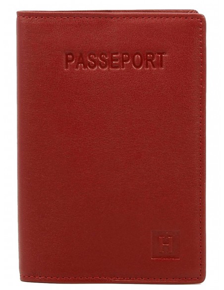 Pochette passeport Hexagona en cuir ref_32014 Rouge 9.5*13.5*1