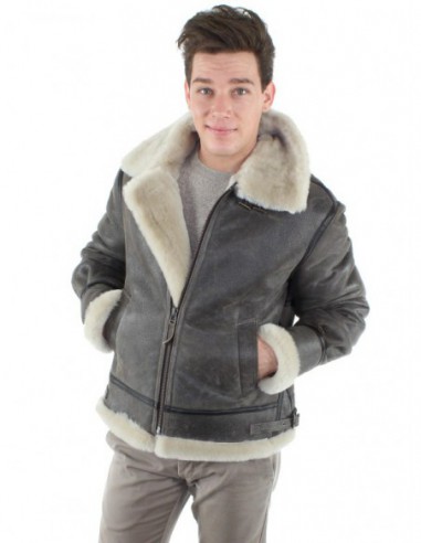 Blouson bombardier en cuir mouton retourné ref_yag30780