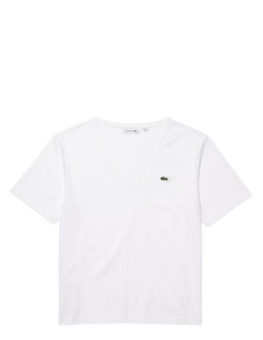 T shirt Lacoste Femme Col V Ref 54003...