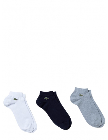 Lot de 3 paires de chaussettes basses Lacoste Gris / Marine / Blanc -  Pallas cuir