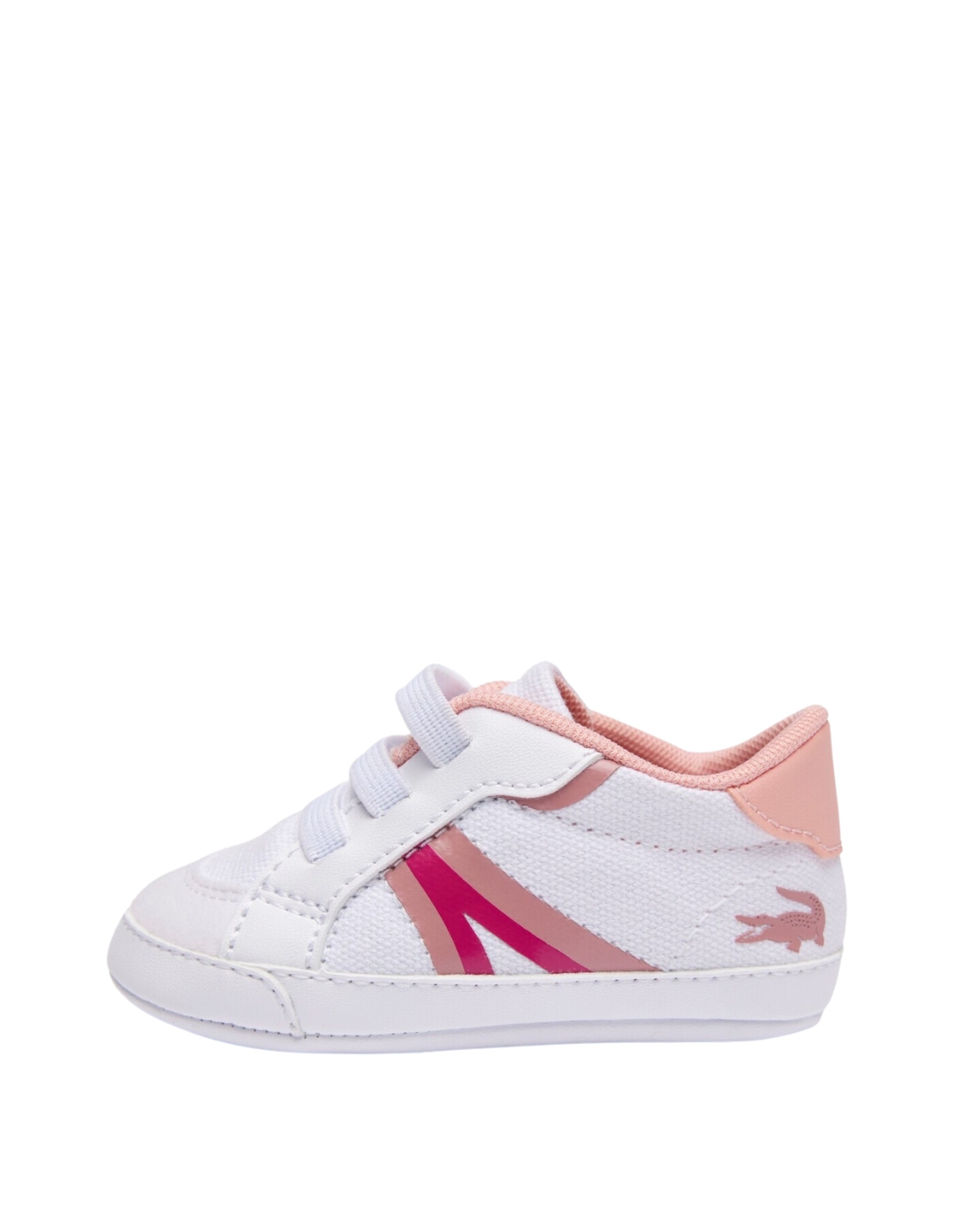 Lacoste - L004 - Baskets à semelle plateforme en toile - Rose/blanc