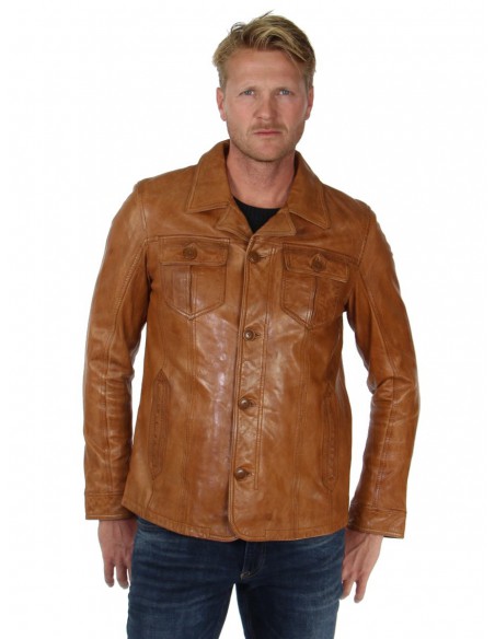 Blouson Daytona Ralph en cuir ref_30710 Cognac