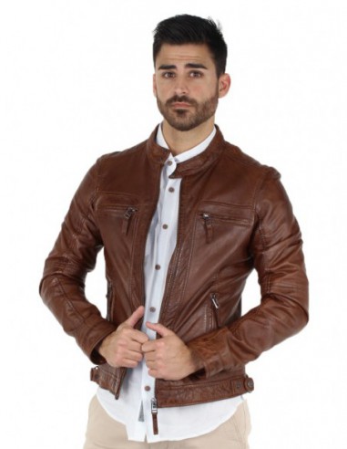 Blouson Oakwood Casey en cuir ref_cco34483 Tabac